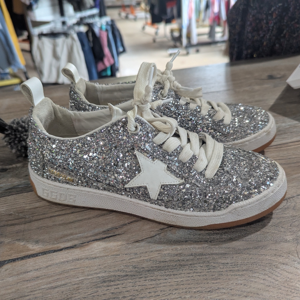 Golden Goose Silver Glitter Sneakers